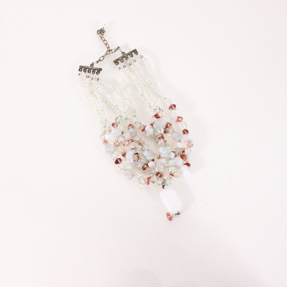 *White & Pink Gemstone Necklace - Picture 1 of 4